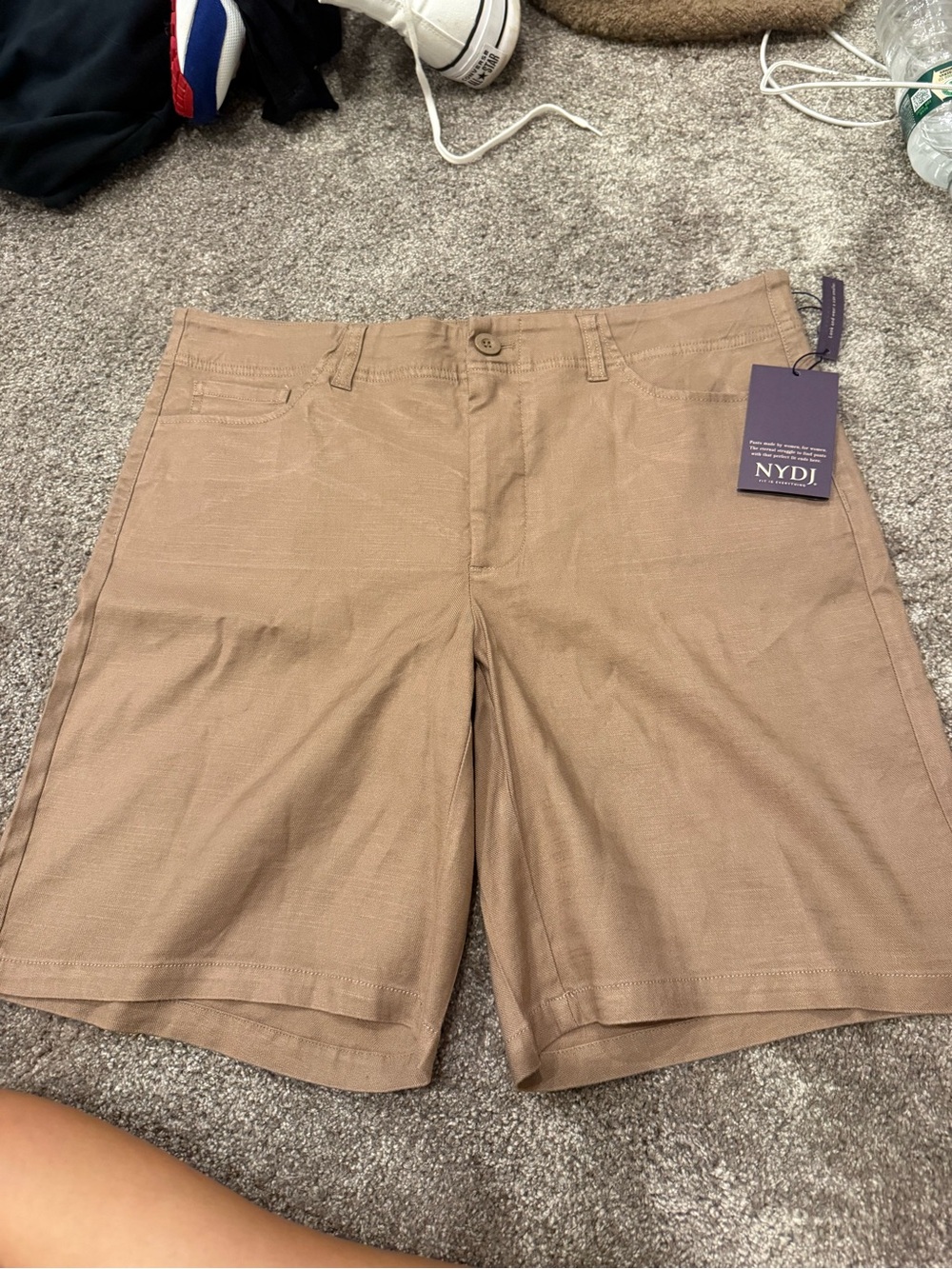 NYDJ Women's Tan Flat-Front Shorts